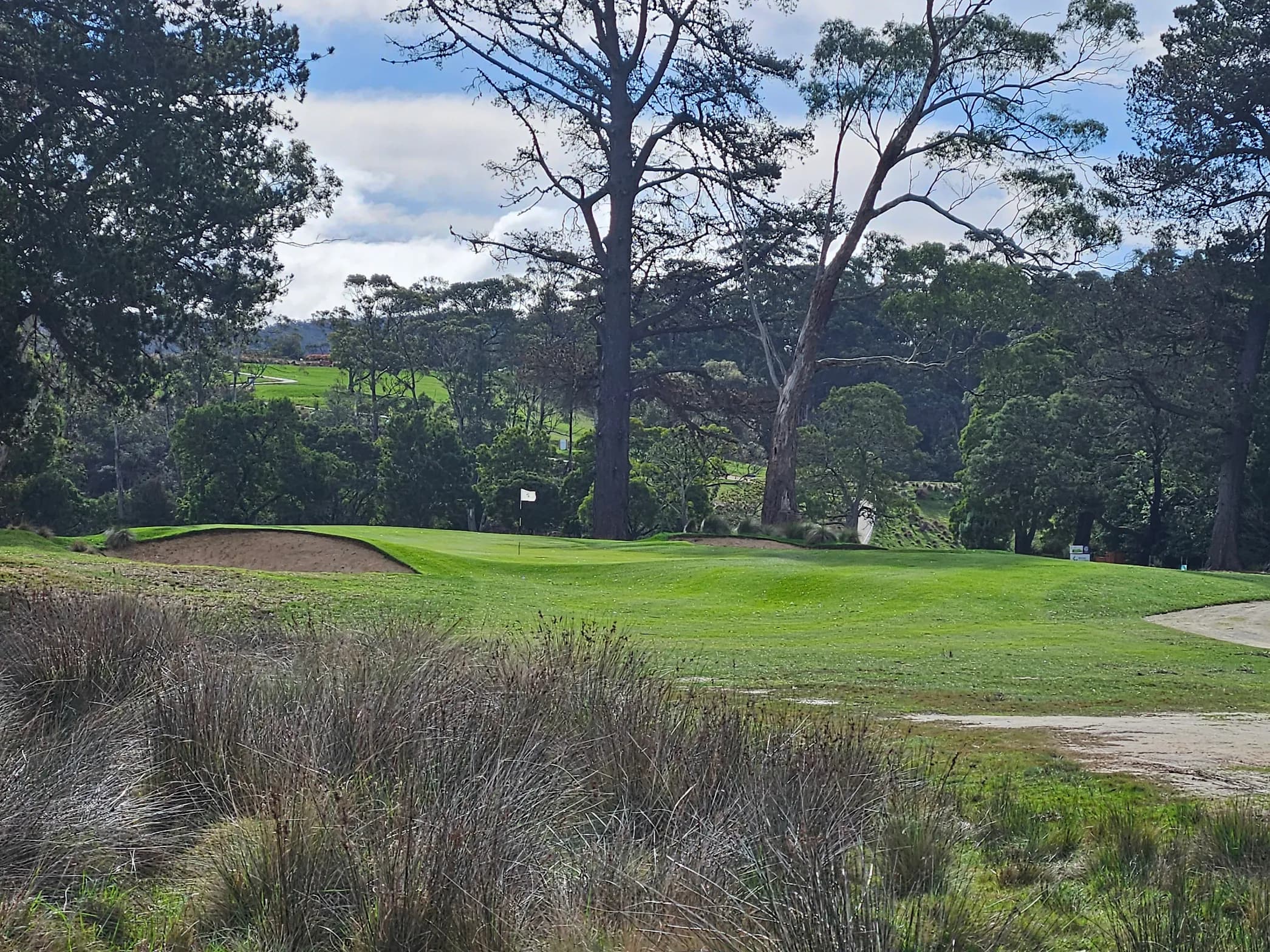 Green-side bunker on a sunny afternoon