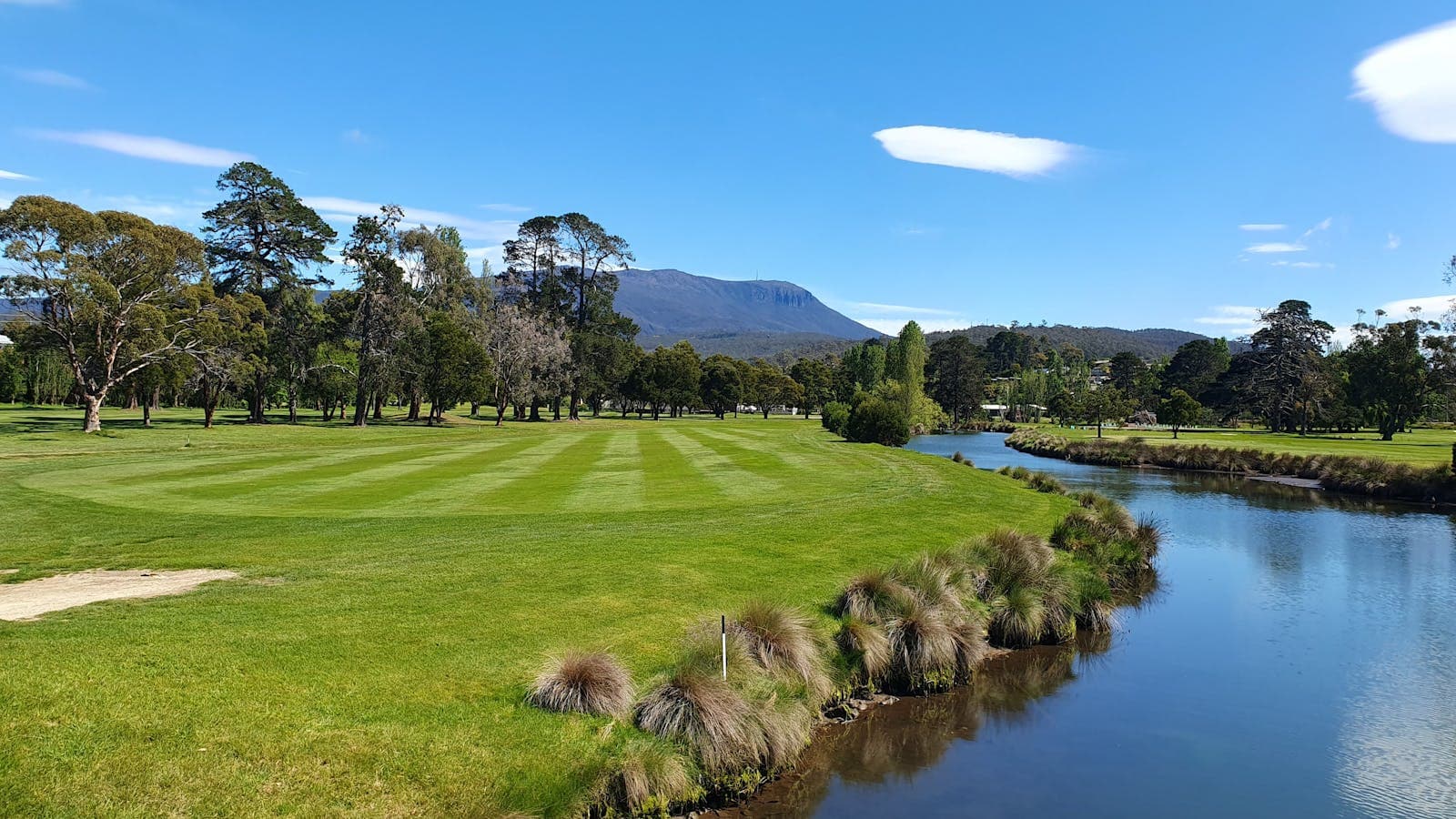 The 12th hole with kunanyi (Mount Wellington) in the background